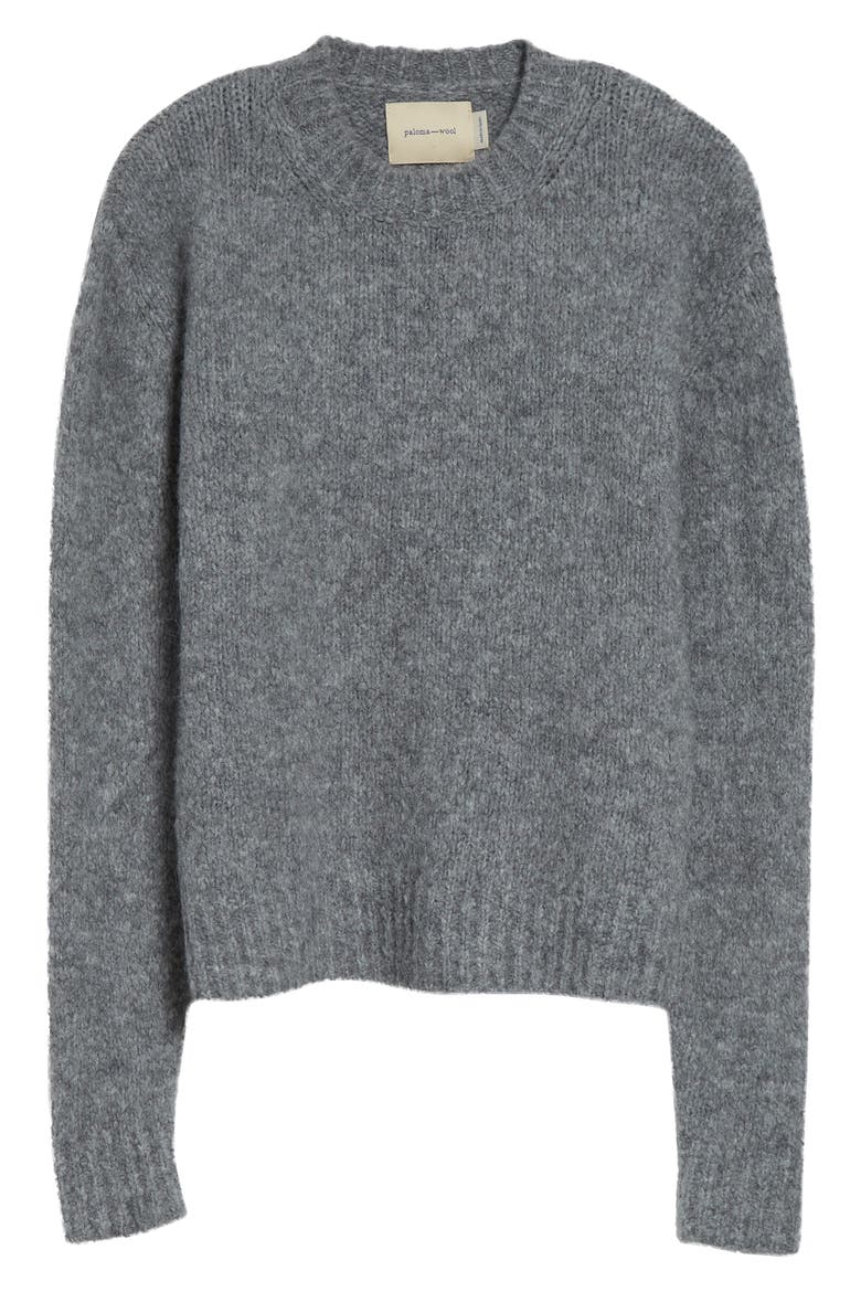 Clock Intarsia Wool & Alpaca Blend Sweater, Alternate, color, GREY
