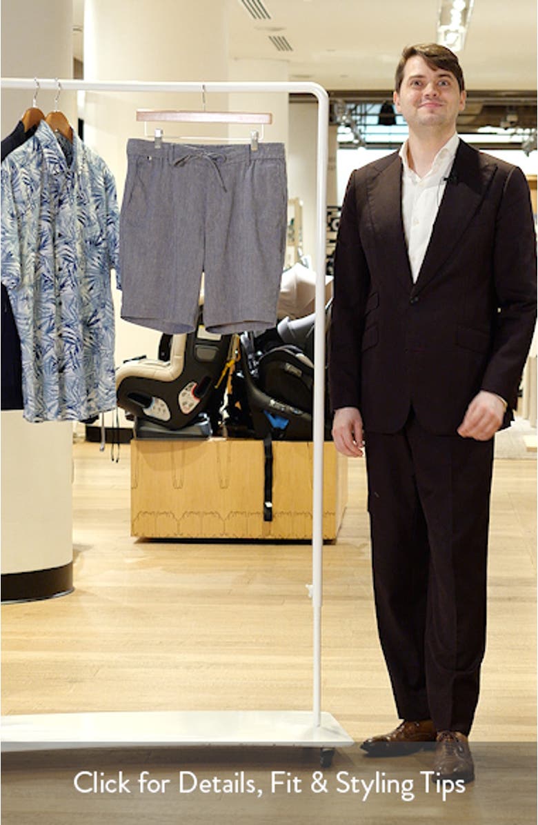 Kane Flat Front Linen Blend Drawstring Shorts, sales video thumbnail