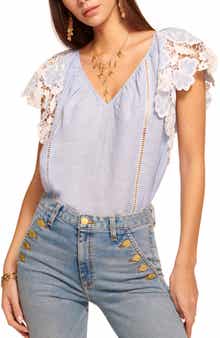 Ramy Brook Hilllary Lace Sleeve Linen Top