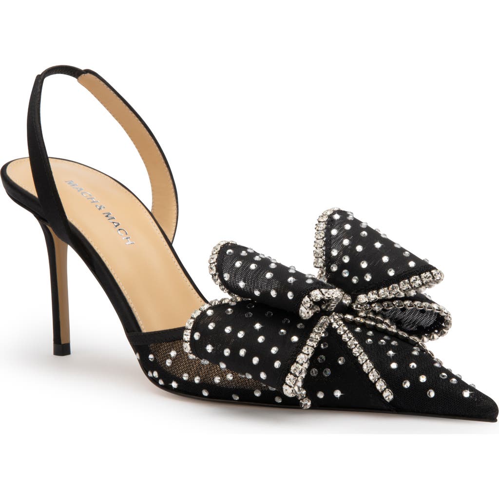 Mach&mach Mach & Mach Le Cadeau Bow Pointed Toe Slingback Pump In Black