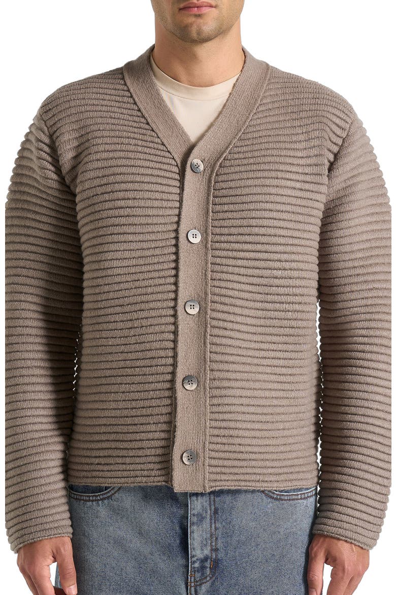 Anton Ribbed Knit Cardigan, Main, color, Taupe