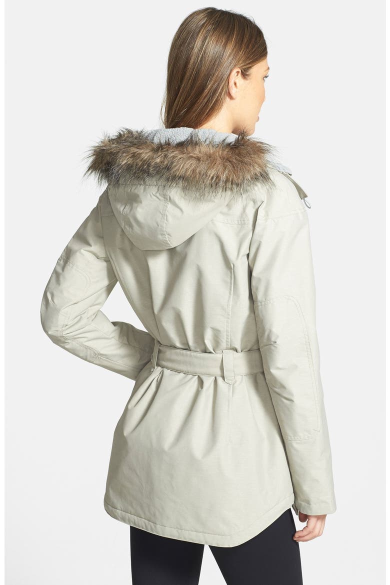 'Carson Pass II' Hooded Waterproof Jacket with Removable Faux Fur Trim, Alternate, color, FLINT GREY