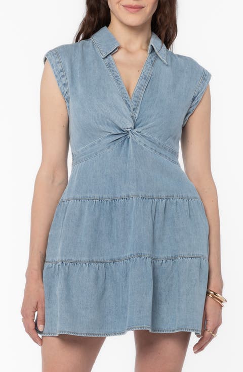 Fallon Twist Front Denim Minidress
