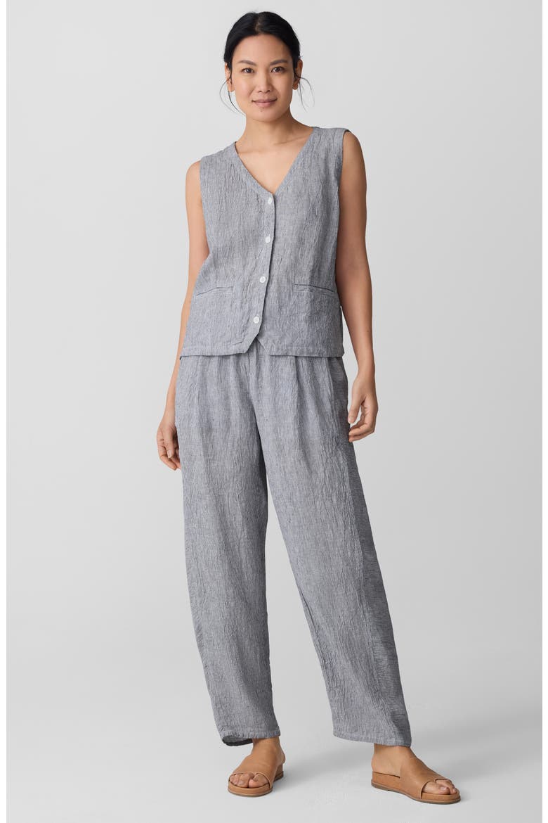Tie Back Organic Linen Vest, Alternate, color, INK
