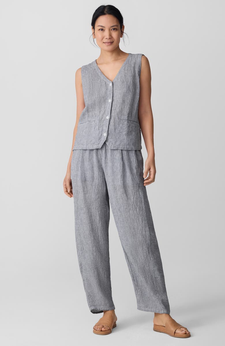 Eileen Fisher Tie Back Organic Linen Vest, Alternate, color, Ink