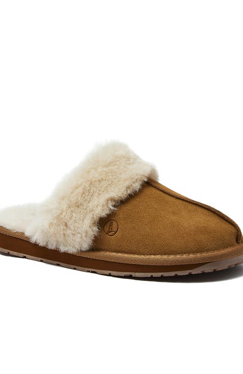 Suede Furry Lined Indoor Outdoor Slippers