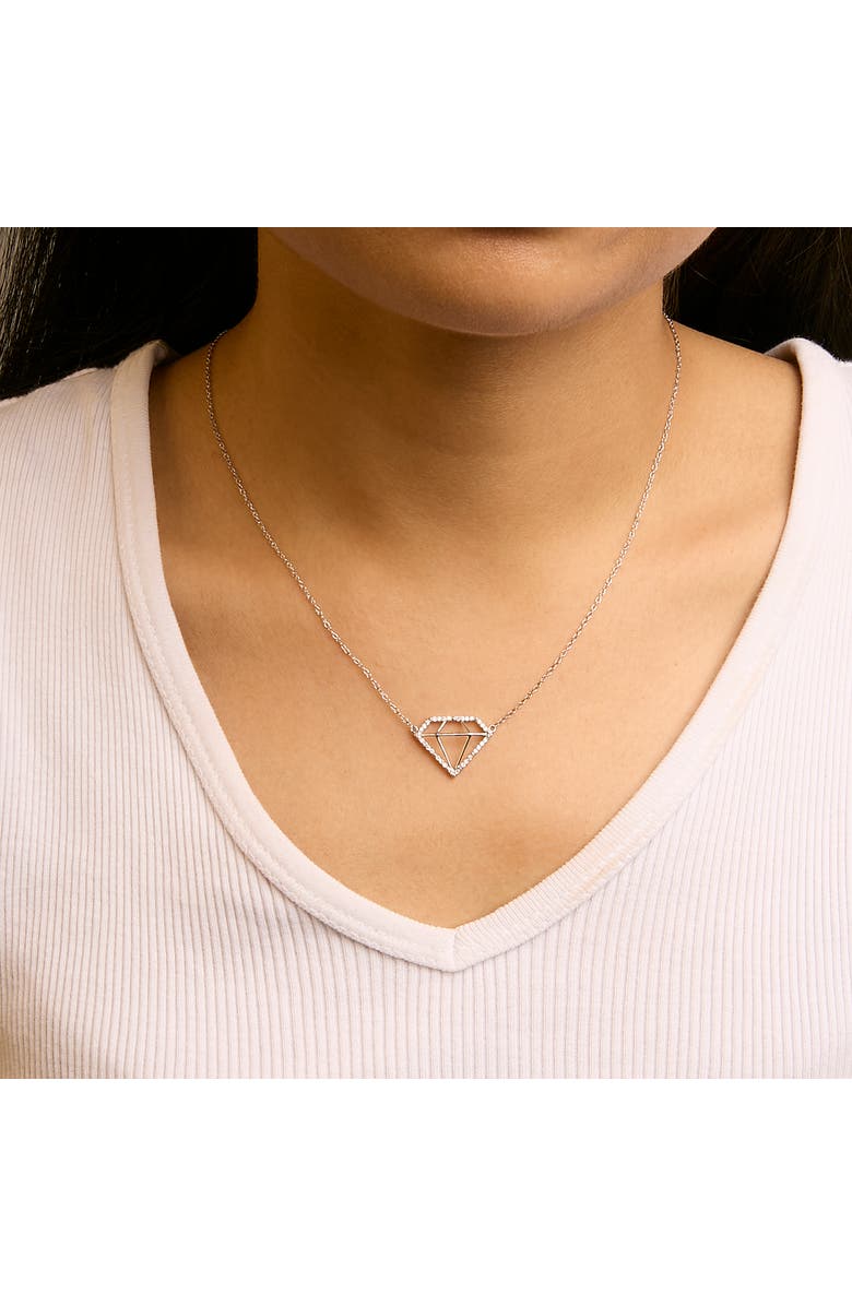 Haus of Brilliance Silver 1/7 Cttw Lab Grown Diamond Diamond Shaped Pendant Necklace, Alternate, color, White