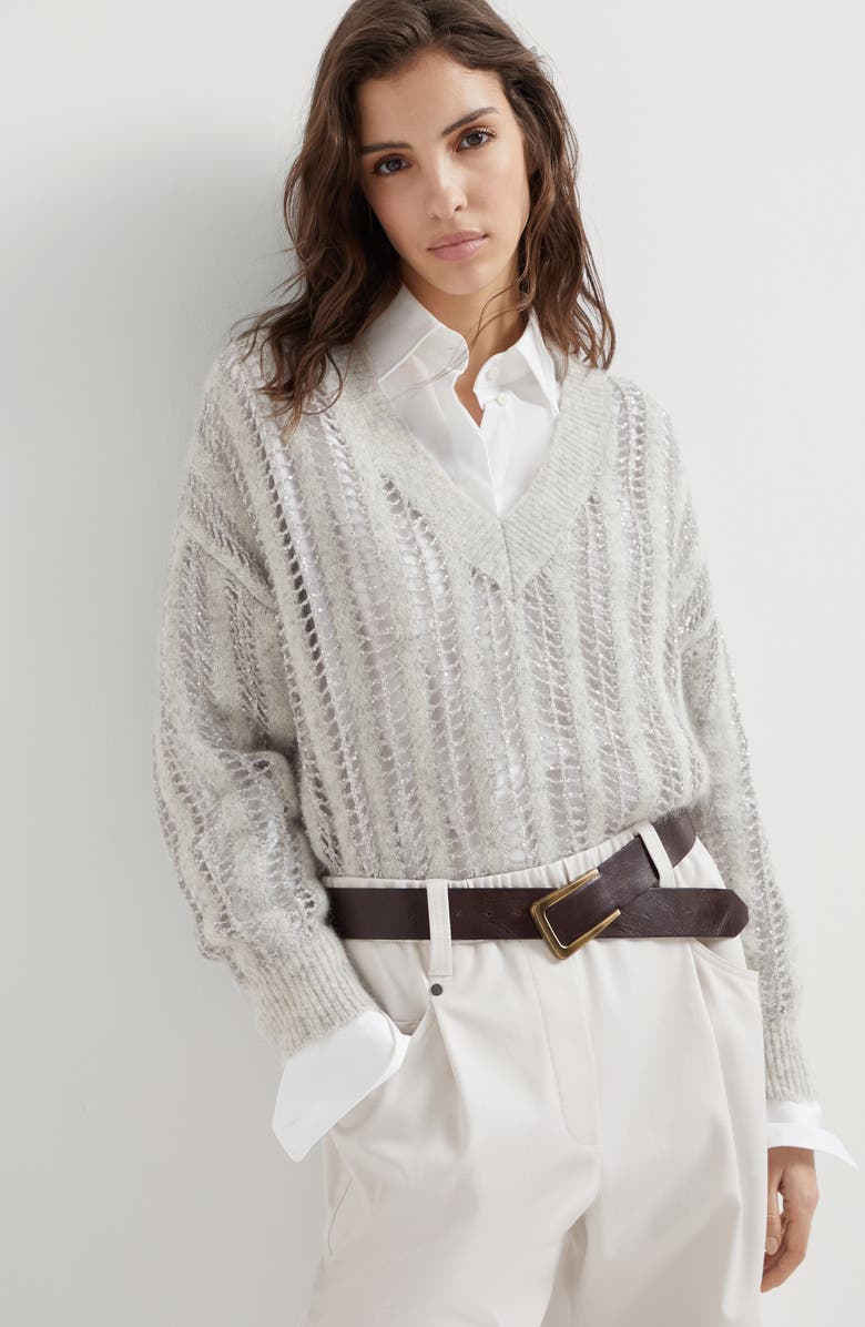 Brunello Cucinelli Dazzling Net sweater, Alternate, color, 