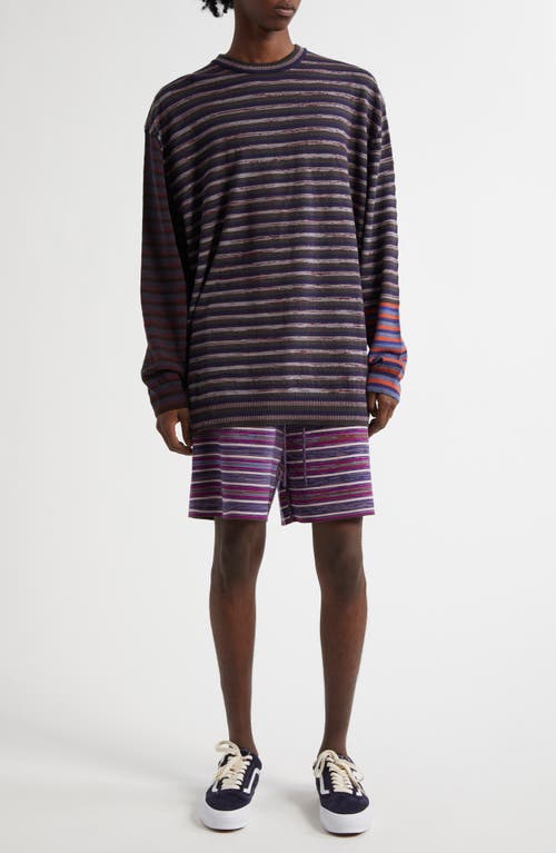 Waste Yarn Project Tania Colorblock Crewneck Sweater In Dark Purple Multi