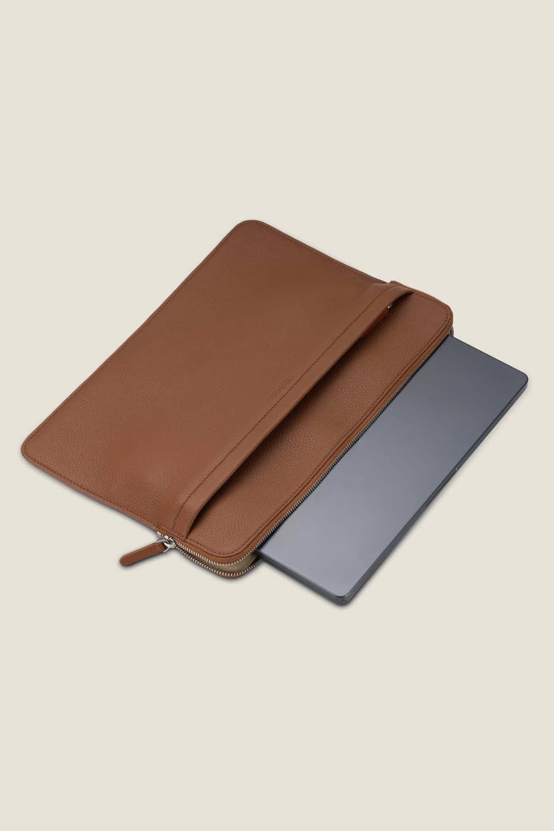 Porto Convertible Leather Laptop Sleeve, Alternate, color, Sand