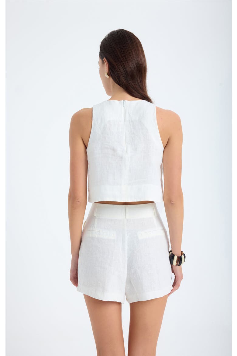 Reve 100% Linen High-Waist Pleated Relaxed Fit Shorts, Alternate, color, White