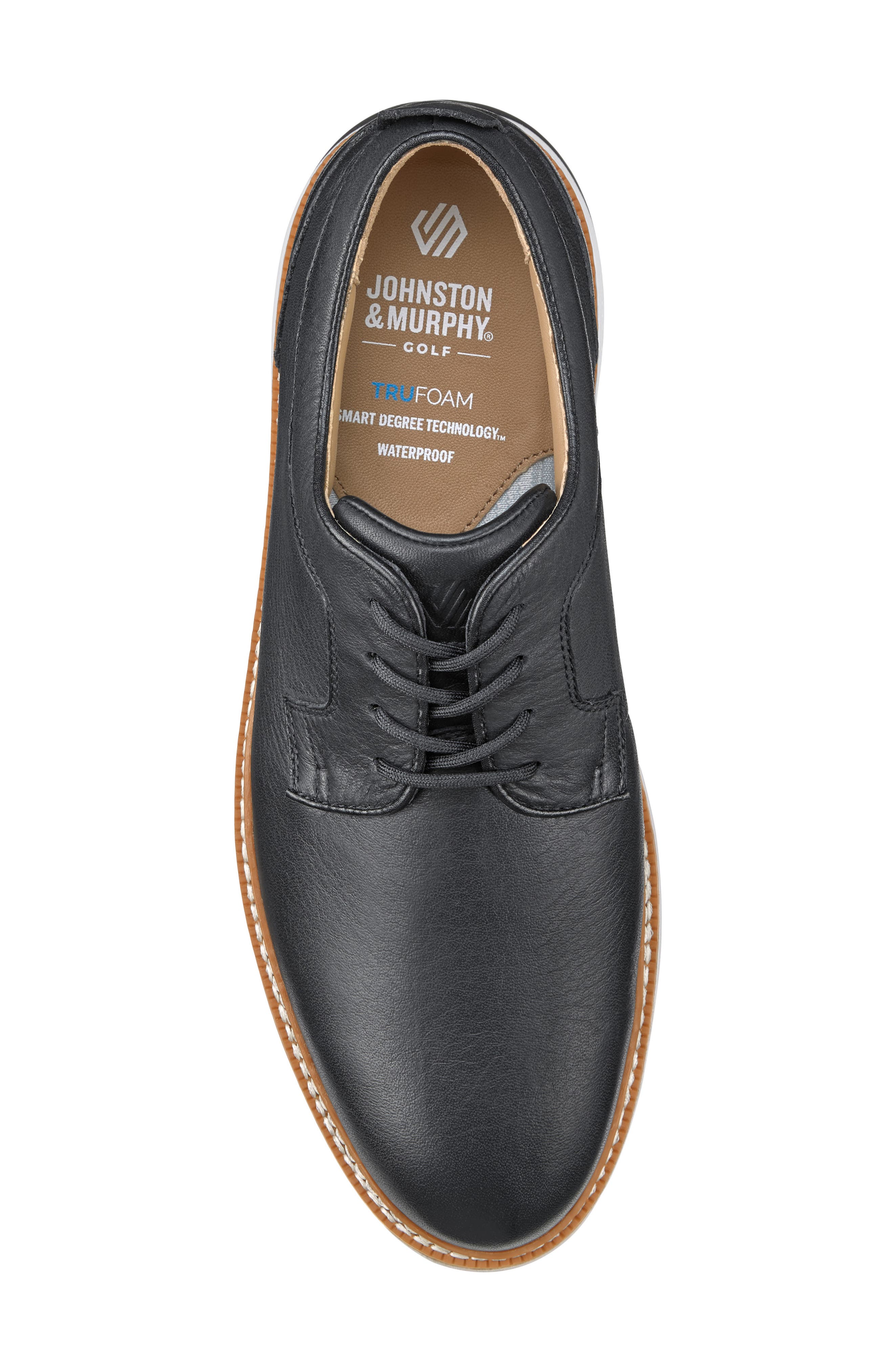 Johnston & Murphy Upton GL1 Luxe Hybrid Waterproof Golf Shoe, Alternate, color, Black Wp Full Grain