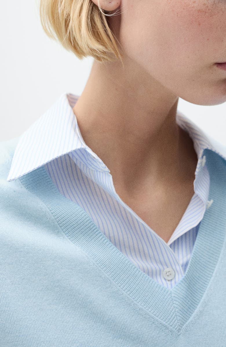 MANGO V-Neck Sweater, Alternate, color, Sky Blue