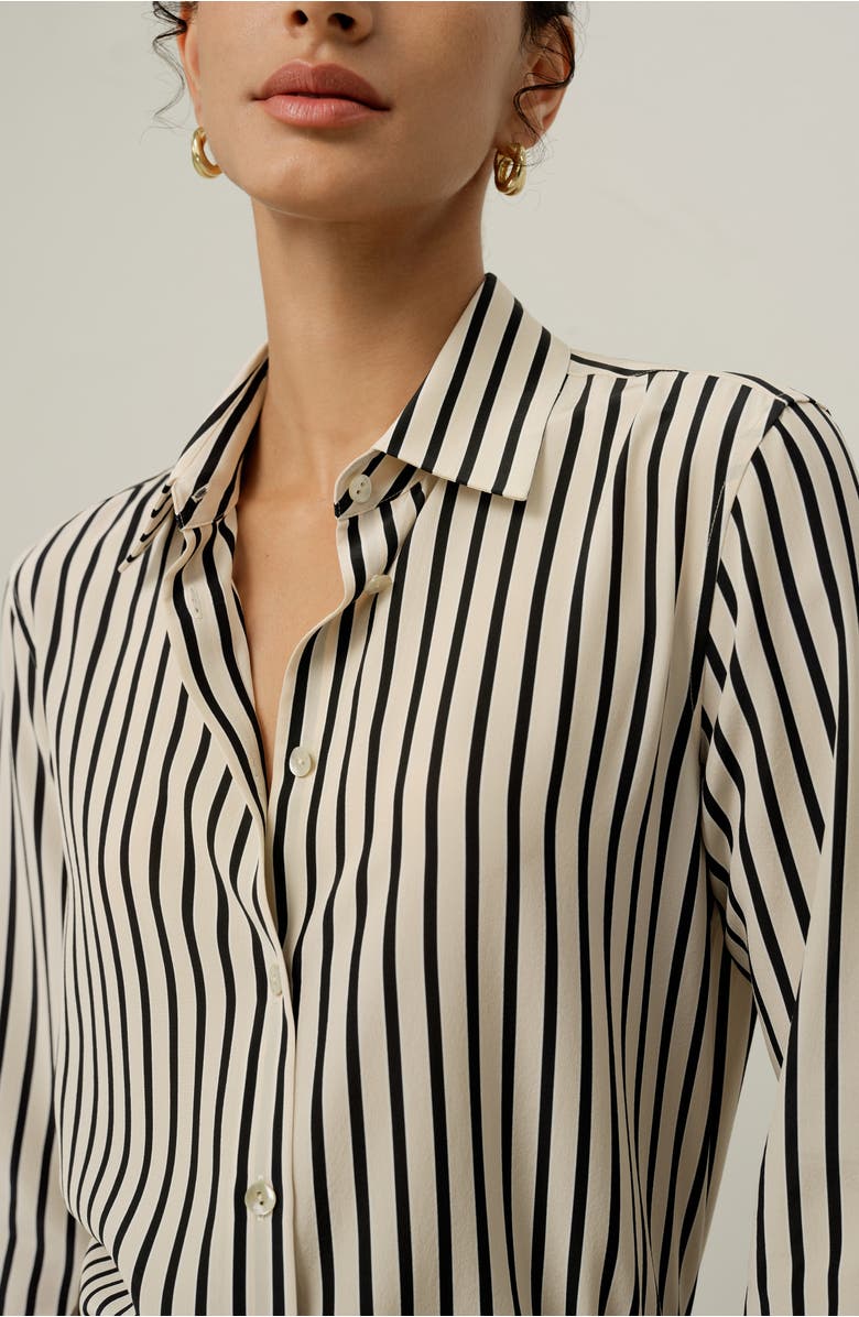Lilysilk Striped Silk Shirt, Alternate, color, Ink Stripe