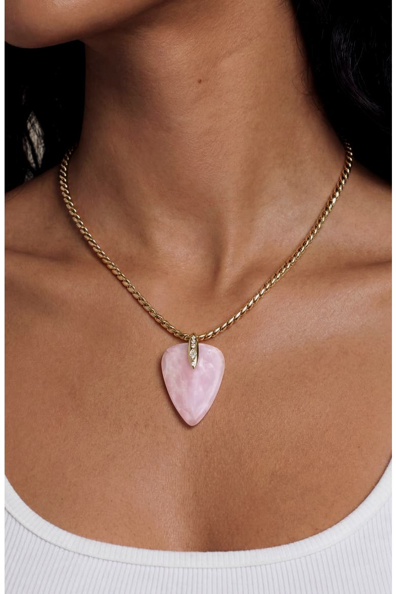 Solstice Pendant Choker Necklace, Alternate, color, ROSE QUARTZ