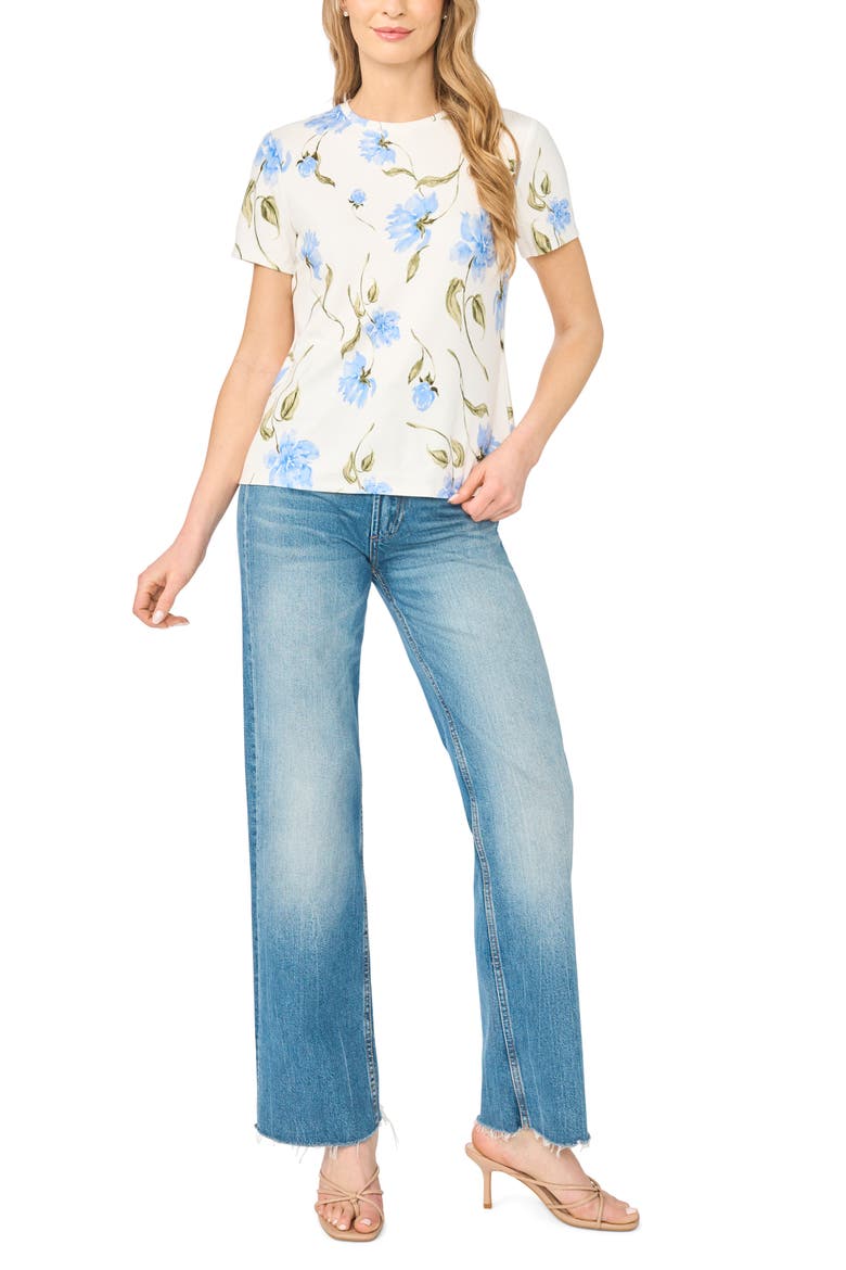 Floral Crewneck T-Shirt, Alternate, color, ULTRA WHITE