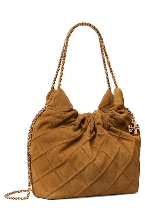 Tory Burch Fleming Suede Mini Hobo In Brown