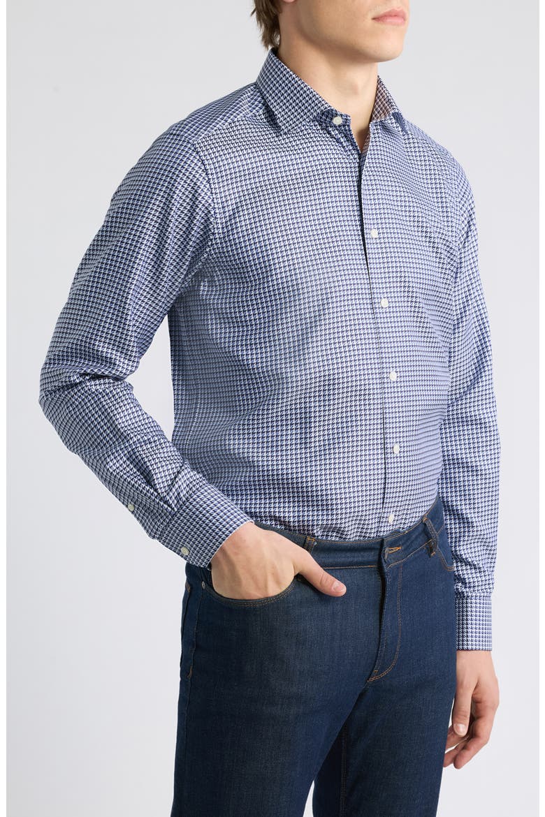 Contemporary Fit Check Cotton Twill Shirt, Alternate, color, MEDIUM BLUE