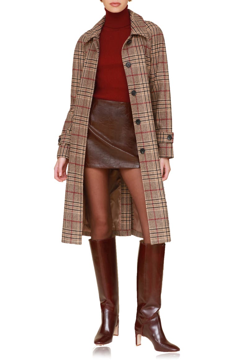 Plaid Belted Longline Coat, Main, color, HERITAGE PLAID