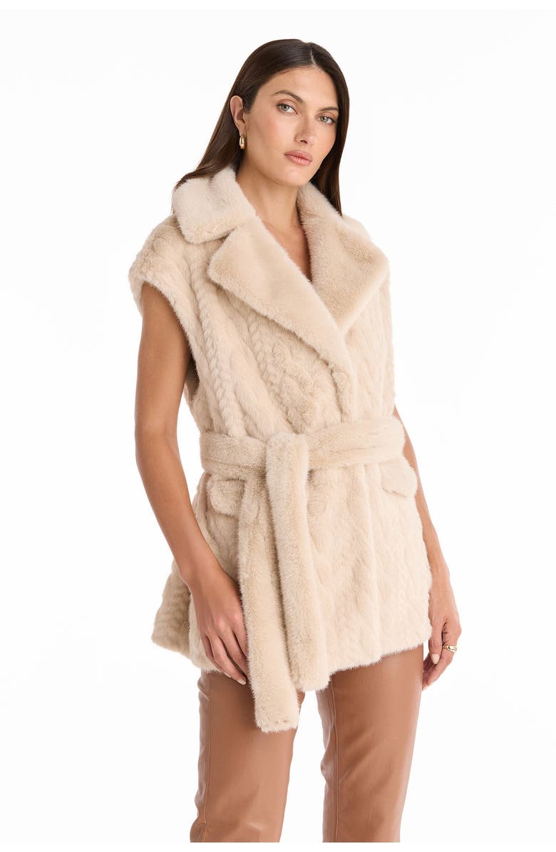 The Noli Shop Leone Cable Knit Faux Fur Vest, Alternate, color, Pearl