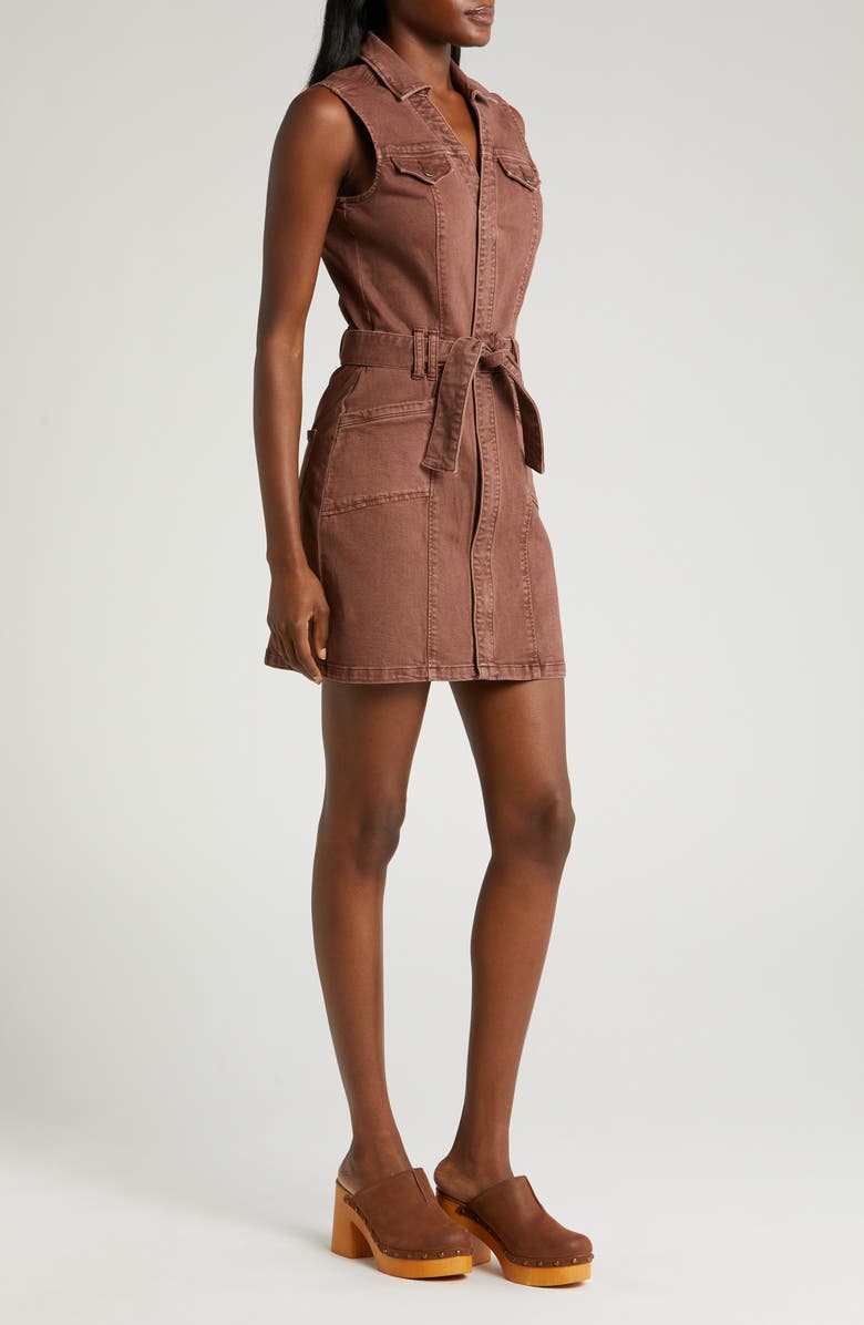 PAIGE Kelsee Sleeveless Denim Shirtdress, Alternate, color, Vtg Brunet