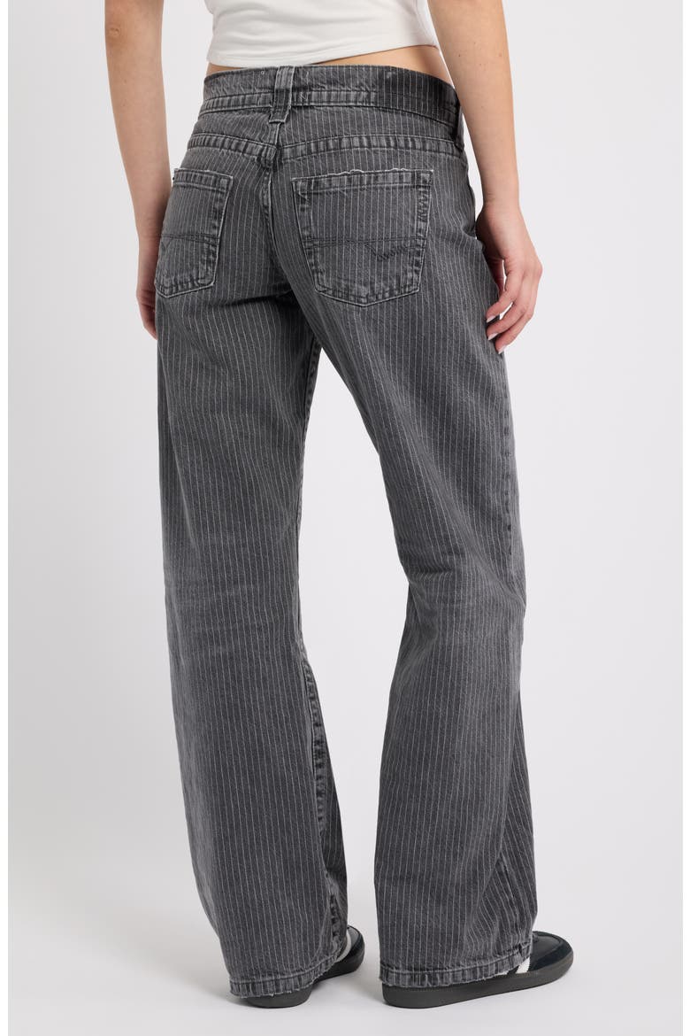 Kayla Print Pinstripe Low Rise Wide Leg Jeans, Alternate, color, BLACK