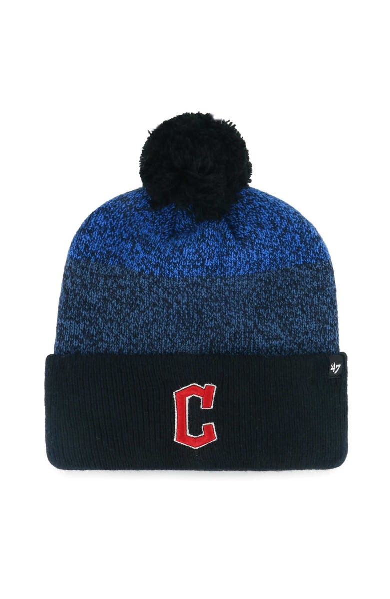 '47 Men's '47 Navy Cleveland Guardians Darkfreeze Cuffed Knit Hat with Pom, Main, color, 
