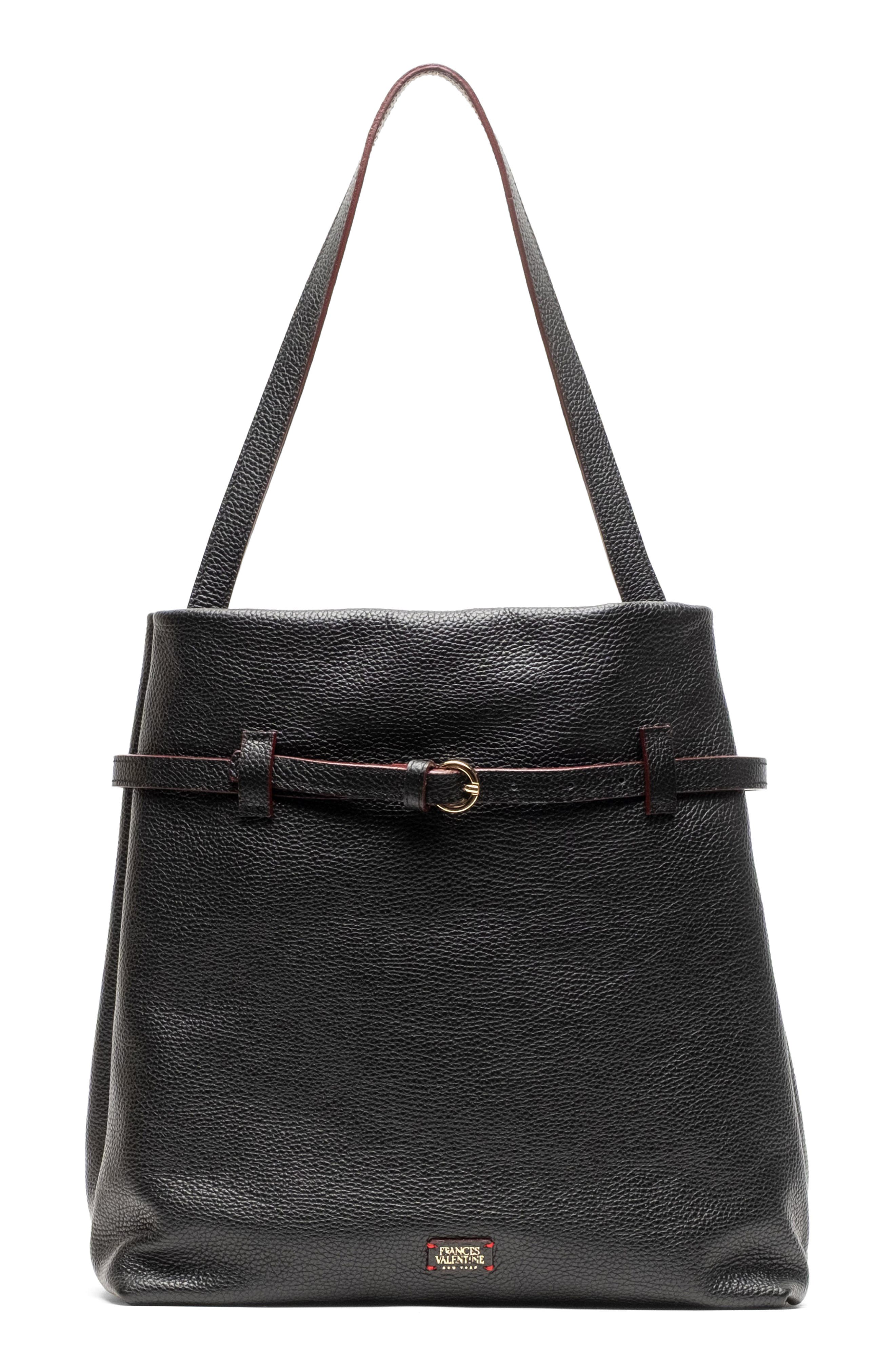 Frances Valentine Charlie Leather Shoulder Bag, Main, color, Black