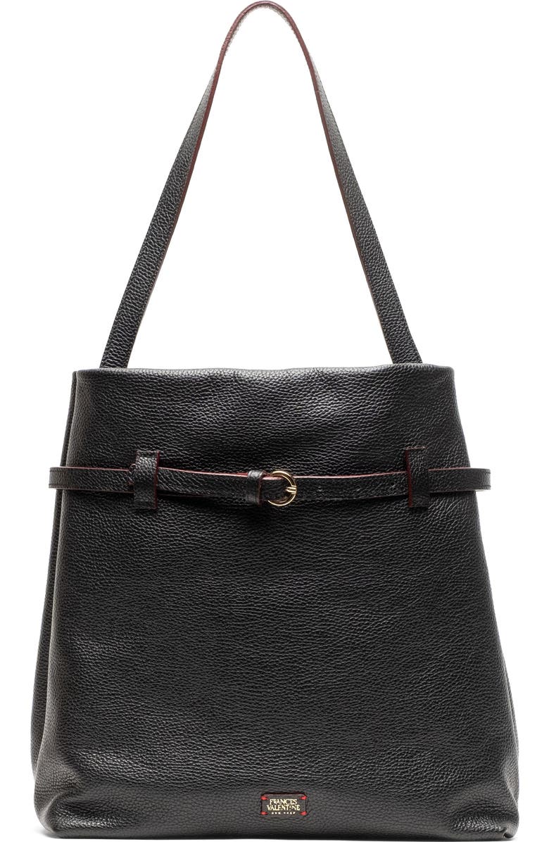 Frances Valentine Charlie Leather Shoulder Bag, Main, color, Black