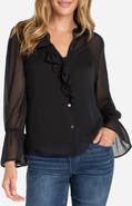 Liverpool Los Angeles Ruffle Front Sheer Shirt