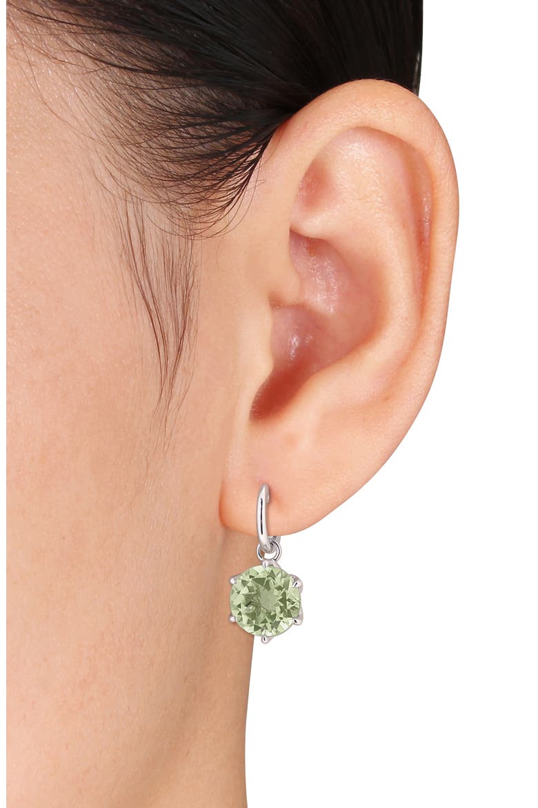 Green Quartz Drop Huggie Hoop Earrings, Alternate, color, GREEN