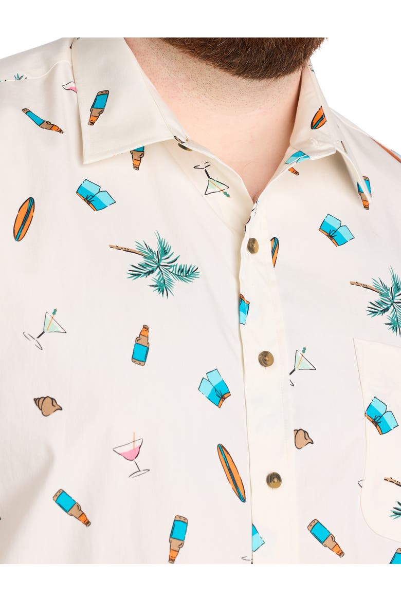 Big & Tall  Tropical Drink Sport Shirt V2, Alternate, color, SEA SALT