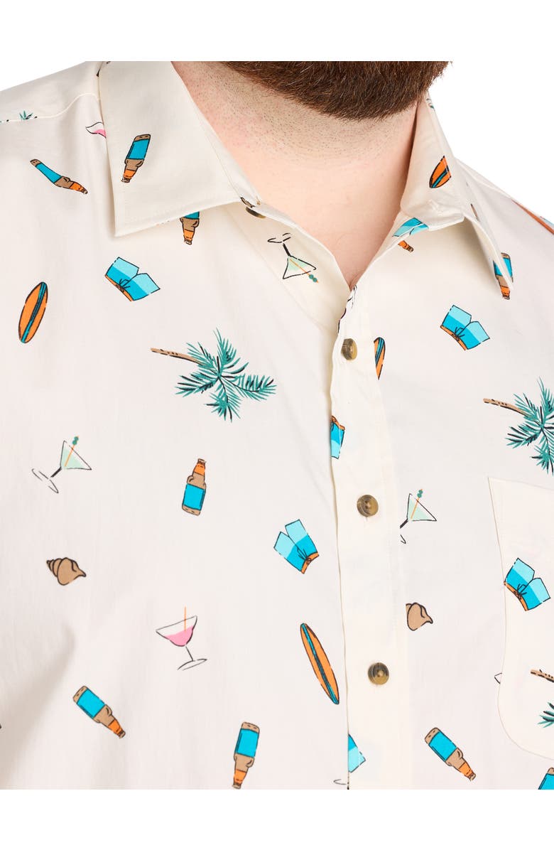 Oak Hill by DXL Big & Tall  Tropical Drink Sport Shirt V2, Alternate, color, Sea Salt