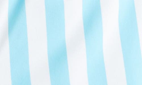 Tucker + Tate Kids' Long Sleeve Rashguard & Swim Trunks Set In Teal Beach Hampton Stripe