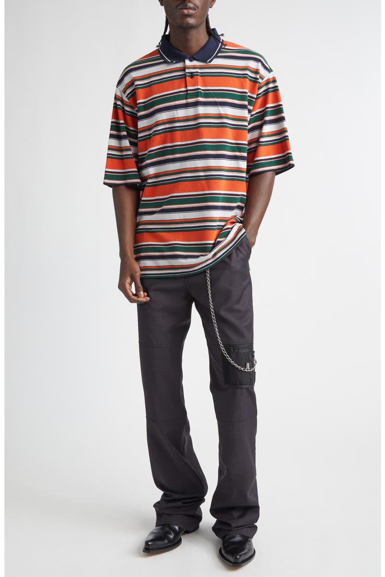Oversize Stripe Polo, Alternate, color, GREEN/ ORANGE