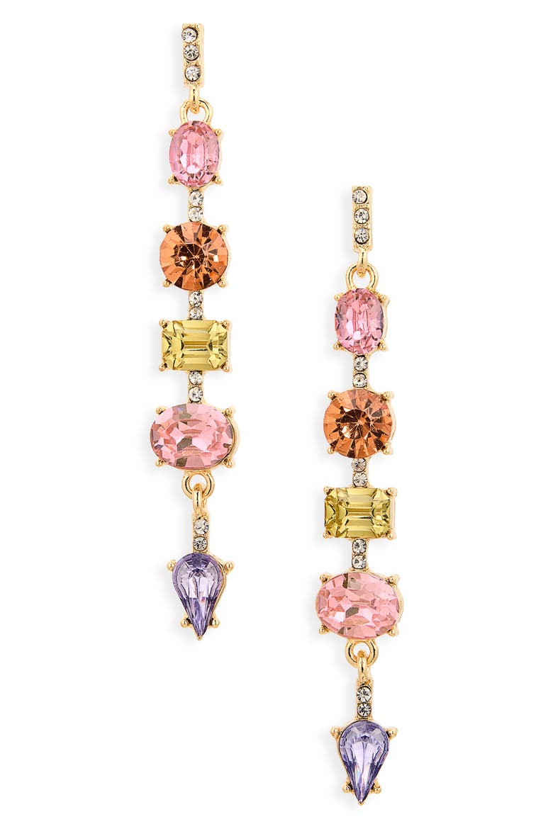 Crystal Linear Drop Earrings, Main, color, PINK/ MULTI