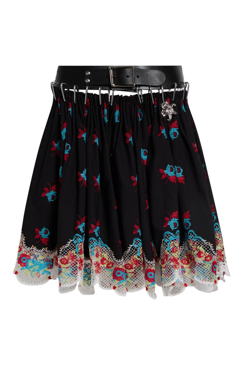 Sasha Carabiner Broderie Skirt, Main, color, BLACK