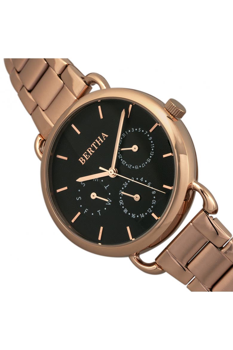 Gwen Bracelet Watch w/Day/Date, Alternate, color, Rose Gold
