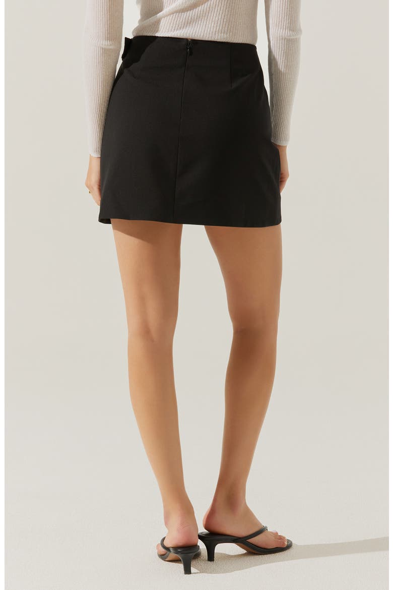 Sevyn Buckle Faux Wrap Miniskirt, Alternate, color, BLACK