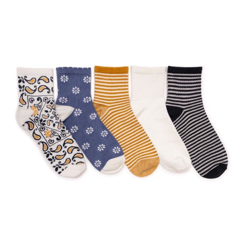 Women's Quarter Crew Novelty Socks, 5 Pair Pack
