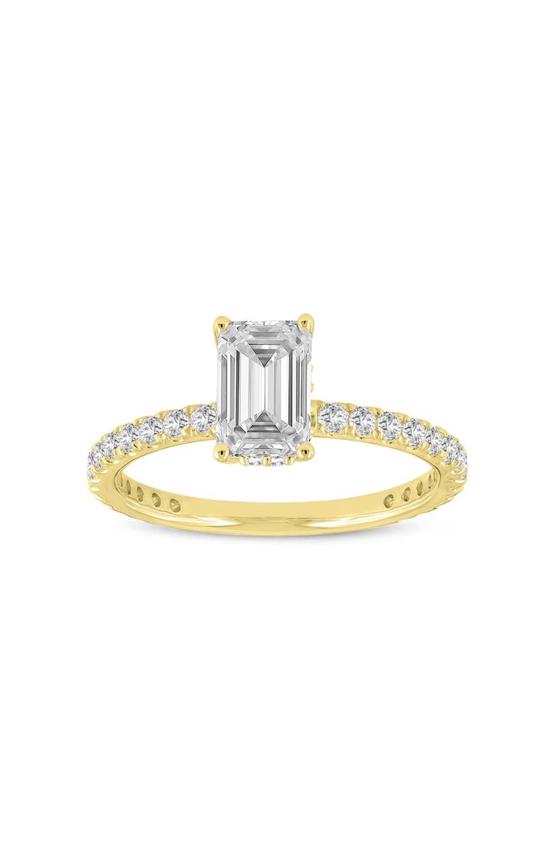 LuvMyJewelry Meline14K Yellow Gold Emerald Cut Lab Grown Diamond Hidden Halo Engagement Ring - 2.08 Ct, Main, color,