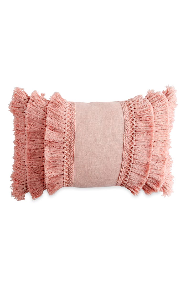 Peri Home Fringe Pillow, Main, color, Blush