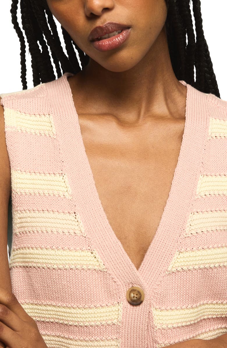 Lucky Brand Stripe Sweater Vest, Alternate, color, Rose Smoke