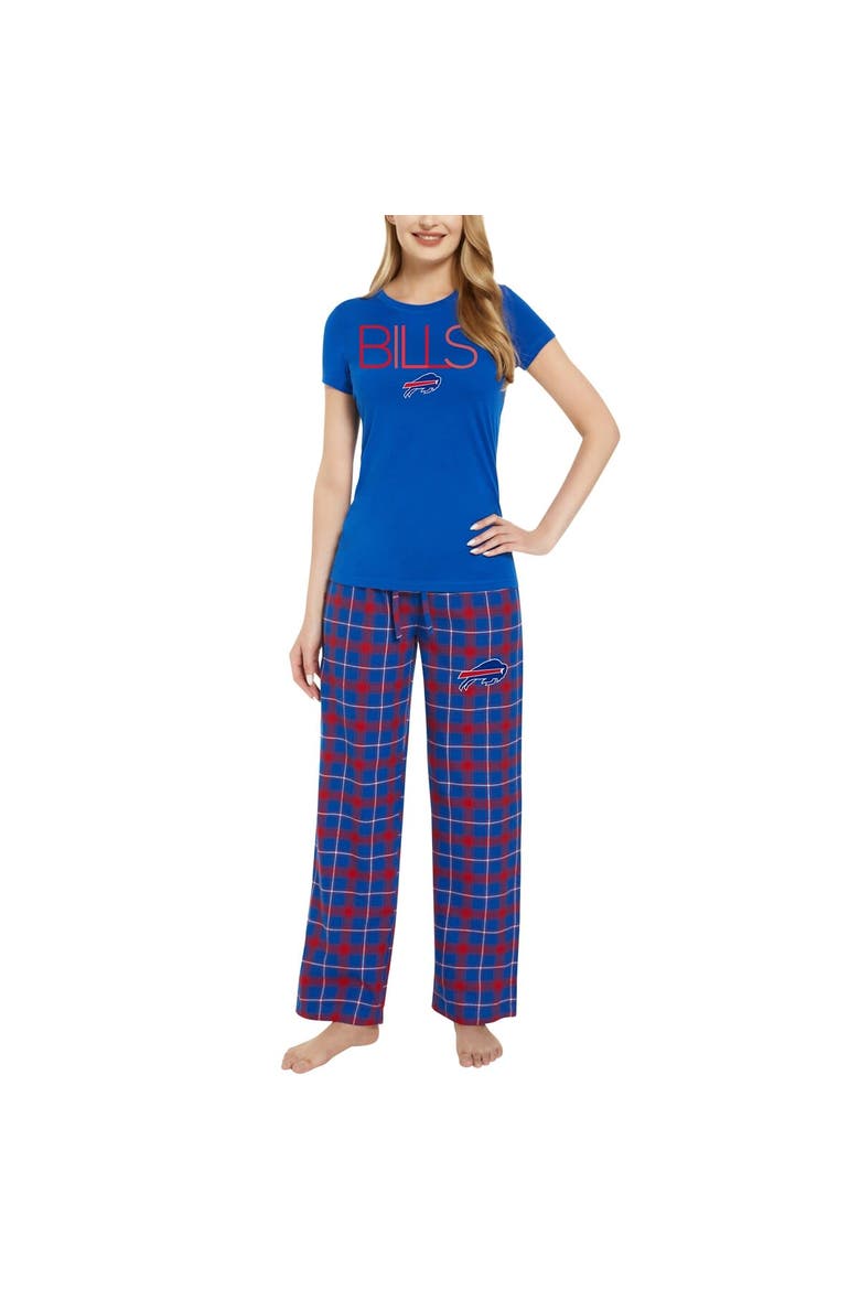 Women's Concepts Sport Royal/Red Buffalo Bills Arctic T-Shirt & Flannel Pants Sleep Set, Alternate, color, Royal
