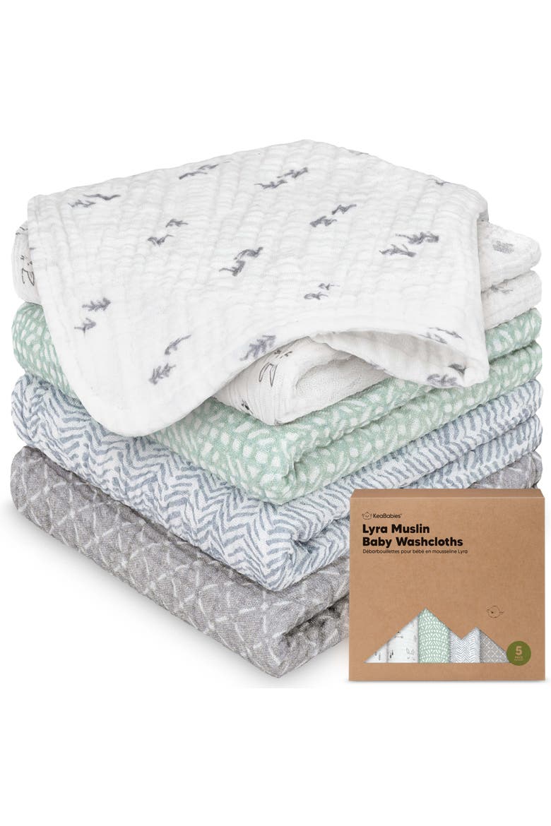 5-Pack Lyra Muslin Baby Washcloths, Main, color, Nordic
