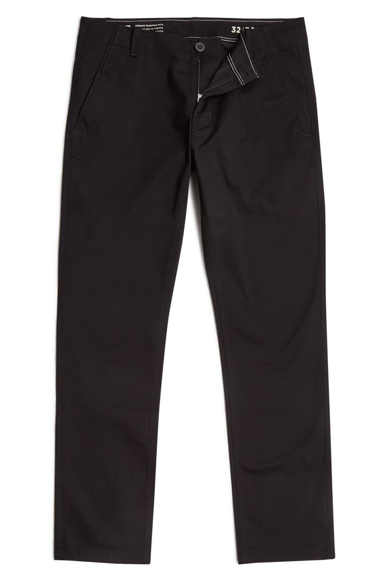 Mosa Straight Leg Flat Front Chinos, Alternate, color, DARK BLACK