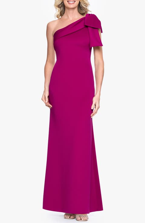 One-Shoulder Scuba Crepe Gown