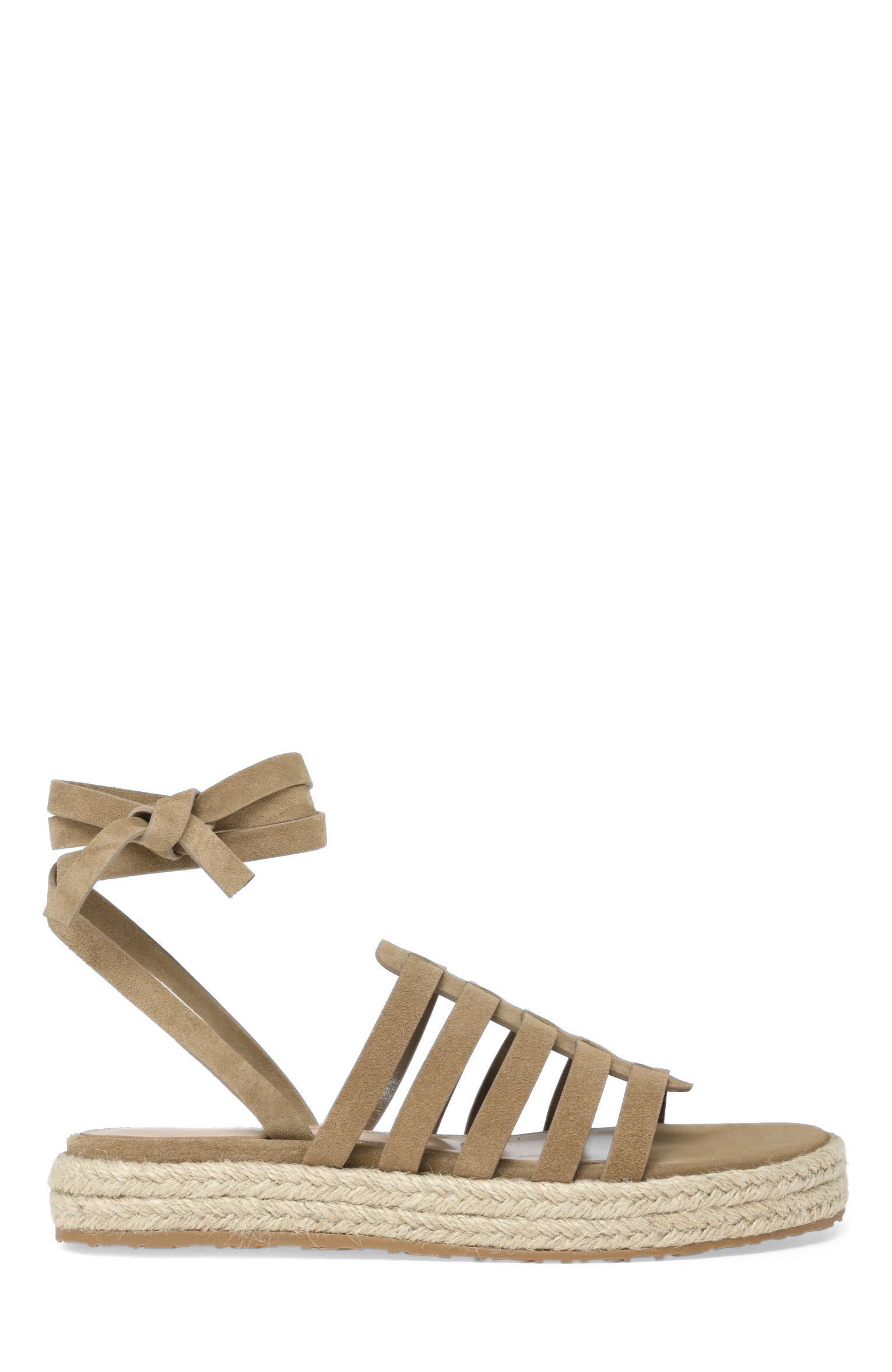 Pompei Espadrillas Sandal, Main, color, Brown Suede Leather