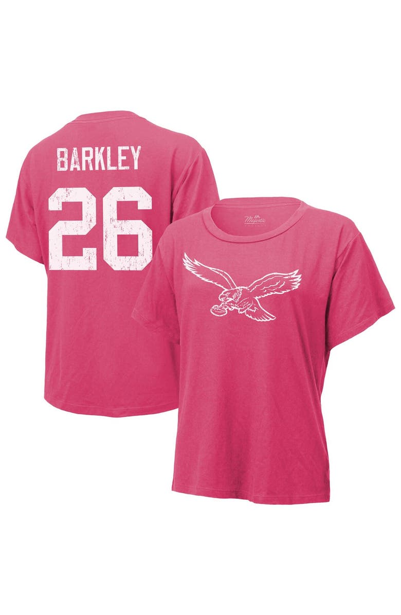 Majestic Threads Women's Majestic Threads Saquon Barkley Pink Philadelphia Eagles Name & Number T-Shirt, Main, color, Pink