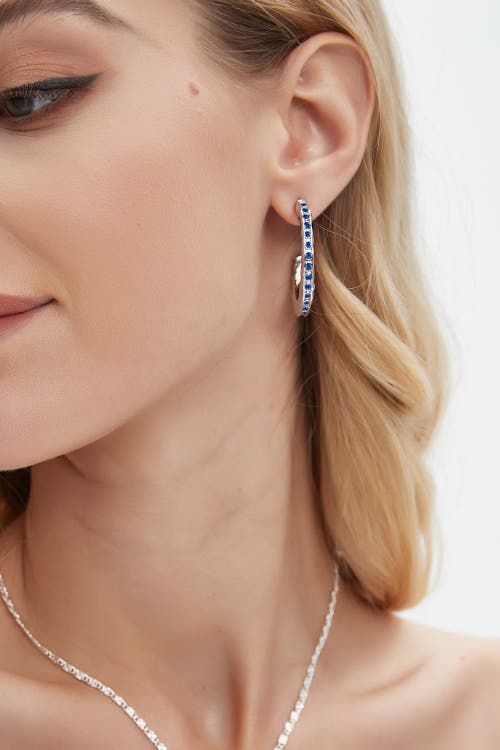 Classicharms Stella Molten Color Cubic Zirconia Hoop Earrings In Blue